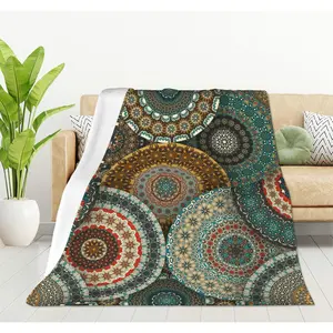 Bohemian Blanket, Colorful Vintage Floral Mandala Decor Blankets Soft Warm Throw for Women Birthday, Home Living Room Decoration