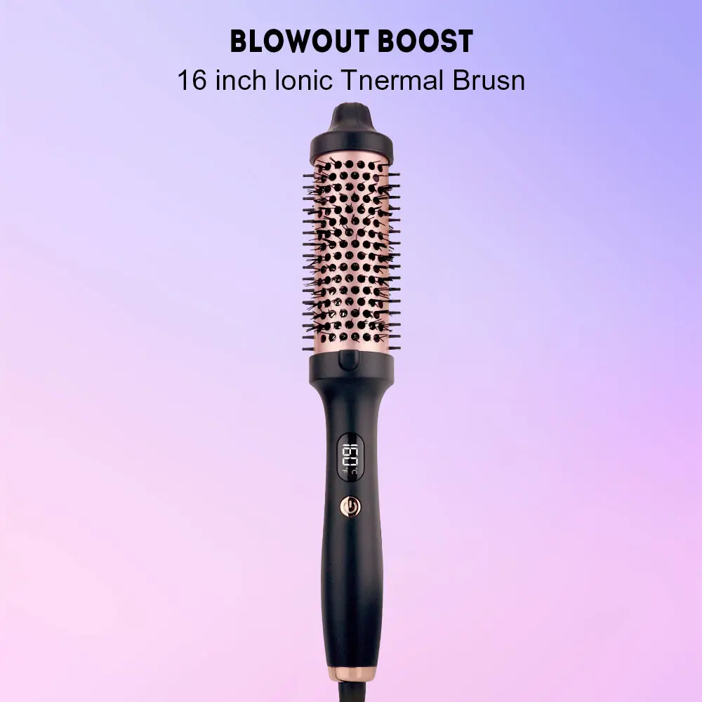 YAXIUUY 1.5-Inch Ionic Hair Curling Styler Blowout Brush - Salon-Grade, ABS Construction, Smart LED Display, 116°-155° Adjustable Heat, Frizz Fighter, Shine Booster, 120-240V Universal Voltage (for Fine/Thick Hair)