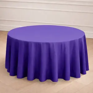 Polyester 120" Round Tablecloth Purple - Seamless Wrinkle-Resistant Table Cover