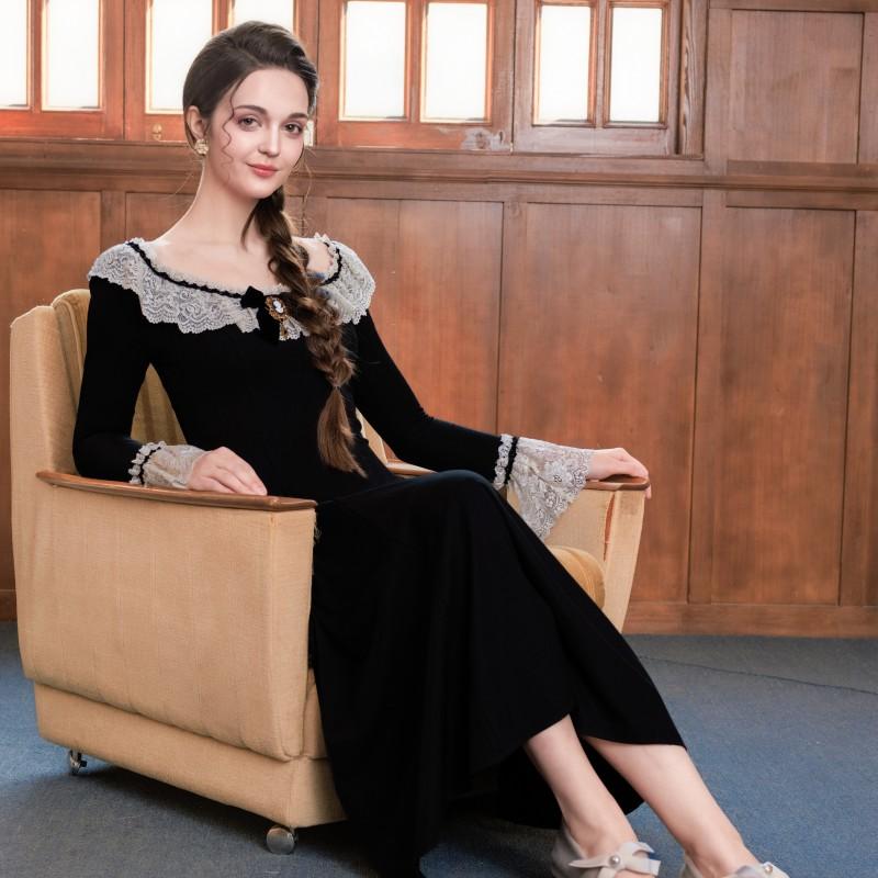 Delphi Muse Knit Dress--LuminaVenus Dresses Irregular Hem Alix Earle Dress  Casual Chic Elegance Elegant Everyday Fabric Fashion Feminine Flared Lace Soft Vintage Style Black Womenswear Black Womenswear