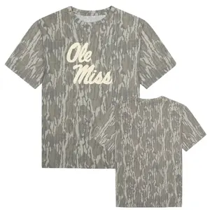 Ole Miss Mossy Oak Logo Adult T-Shirt, Bottomland Camo Tee, Mossy Oak Washed Out Camo Logo Tee, Shirt Gift For Mom, Mother's Day Gift