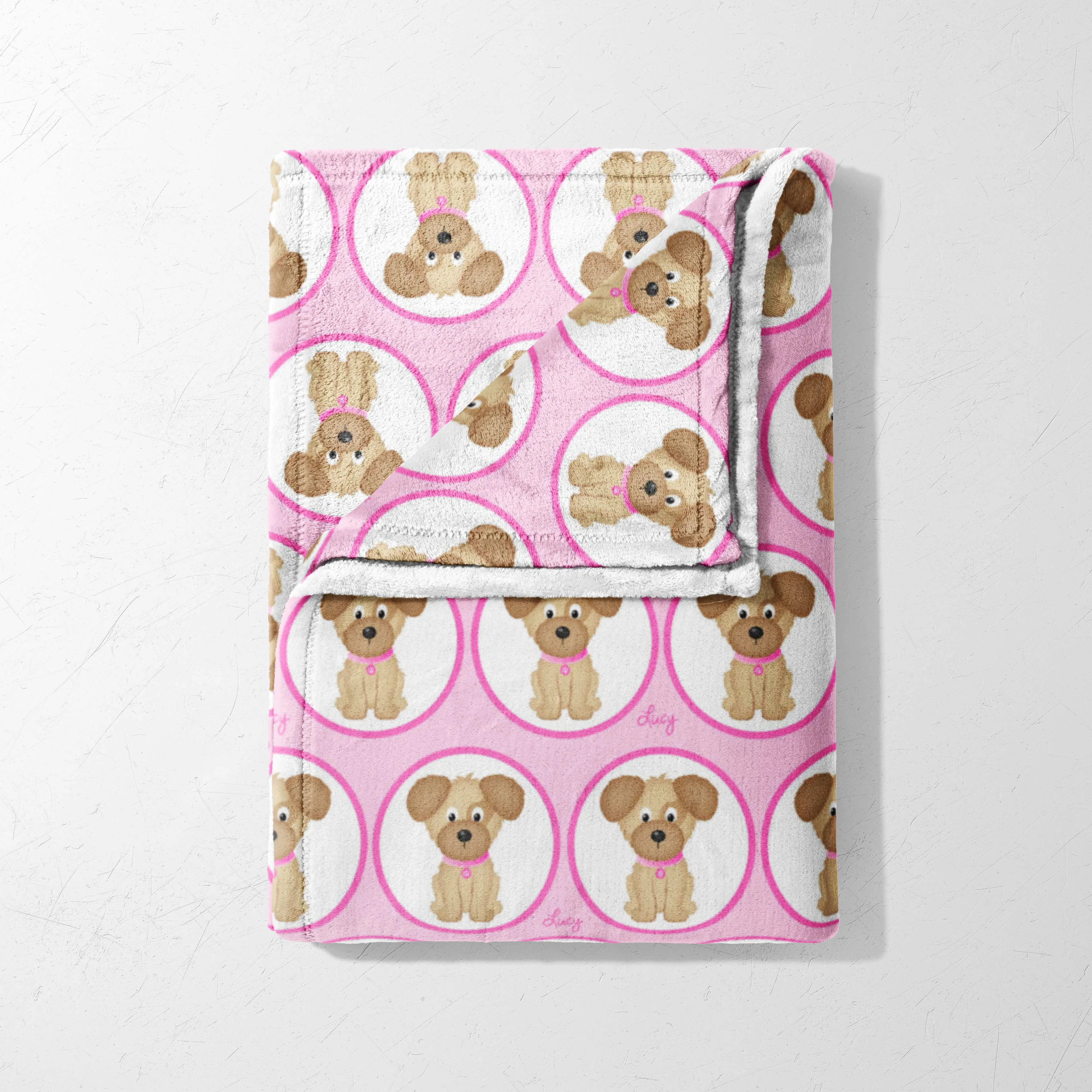 Pink Puppy Circles Blanket