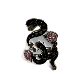 Enamel Pin - Reputation Era Snake Skull Rose Design