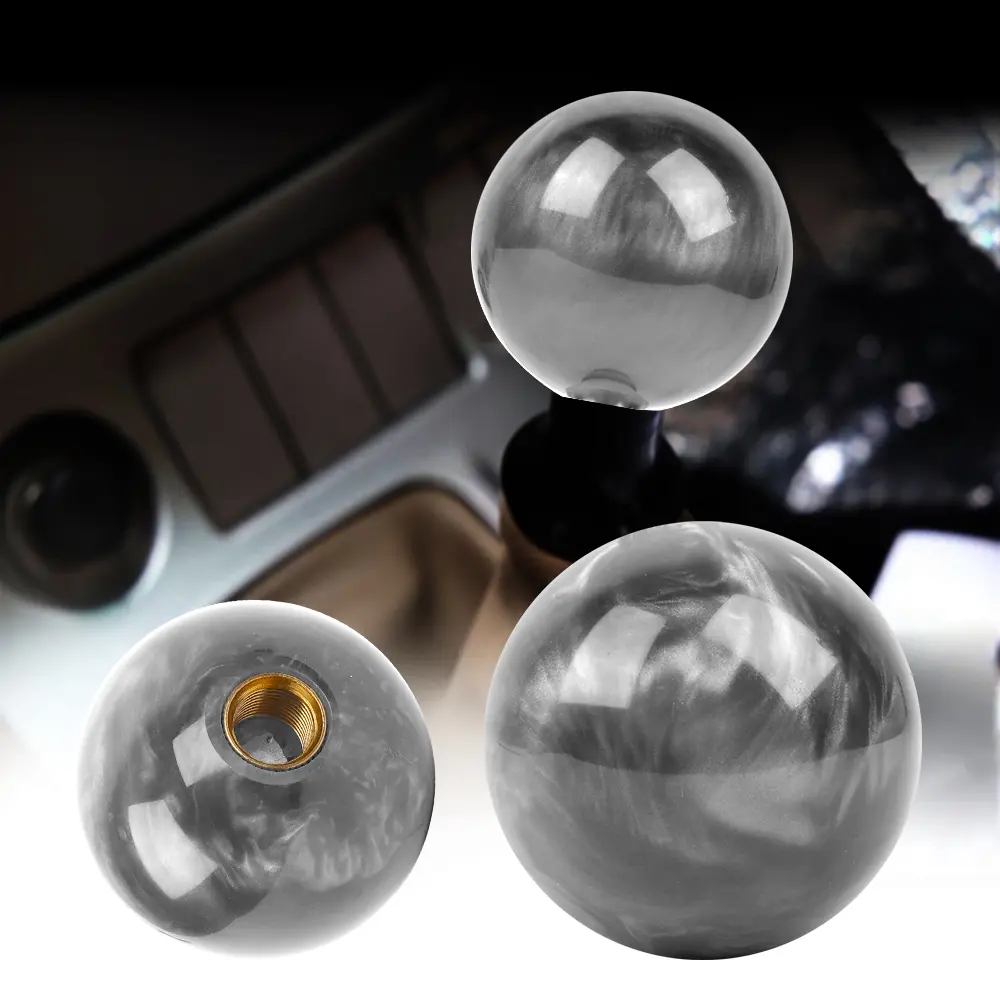 Brand New Universal JDM Grey Pearl 54mm Round Ball SHIFT KNOB M8 M10 M12