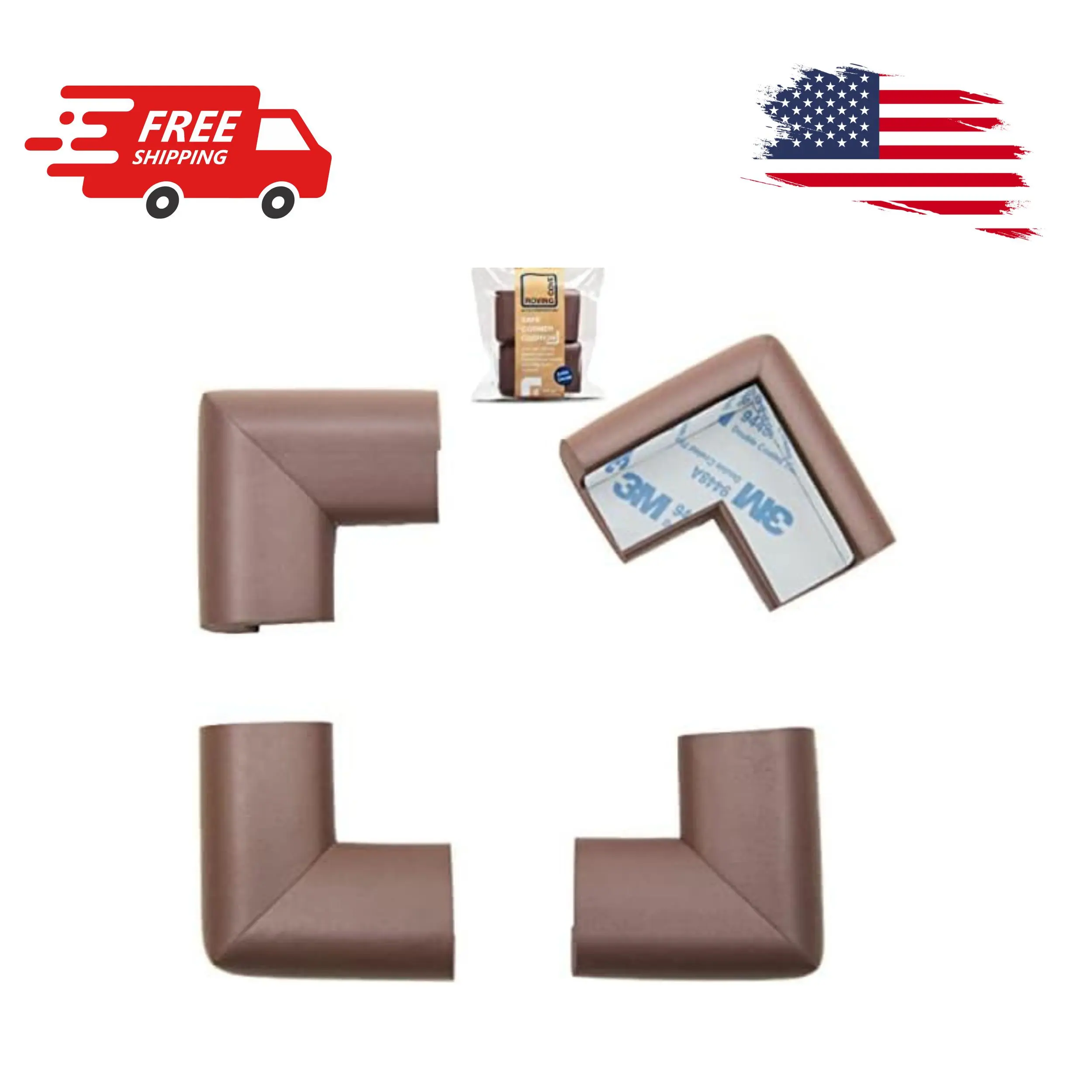 Roving Cove HeftyFit Corner Protector for Baby (4 Large Corners) Coffee Brown