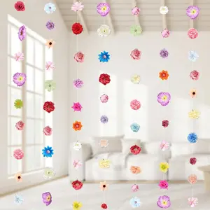 6 count Artificial Flower Garlands  Decorations, Floral  Backdrop Wildflower Banner with Hooks Spring Party Decorations for Wedding Party Birthday Anniversary Arch Decor (Colorful)