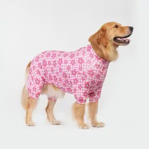 Dog Pajama Recovery Suit Costume Jumpers Ultra Outfits Clothes Accessories Puppy PJ Onesie for Small Medium Large Breeds Soft Stretchable All Over Print Pink White Gingham Flower Pattern S-6XL pijamas para perros dog pjs ️ pet sleepwear