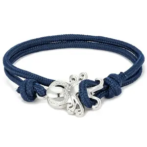 Octopus Design Nylon Rope Double Row Wrap Bracelet 14 Inches Adjustable