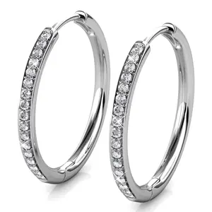 Cate & Chloe Bianca 3-in-1 Hoop Earring Set – 18k White/Yellow/Rose Gold Plated Hoops with 34 Simulated Diamond Crystals – Hypoallergenic, Lead & Nickel Free – Festive Gift-Ready Jewelry for Women in Premium Gift Box