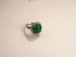 Jade natural agate and jadeite jewelry set - earrings, rings, pendant - resin jadeite - elegant female accessories.