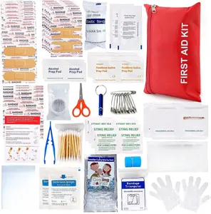 First Aid Kit for Home Car Travel 107 Piece Emergency Kits for Hiking Camping Small Trauma Kit for Boat Vehicle Lightweight Compact Pocket Aid Kit for Sports Outdoor Survival