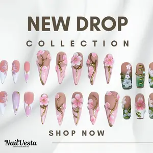 NailVesta NEW DROP COLLECTION – 100% Handcrafted 3D Press-On Nails | Reusable, Long-Lasting, Salon-Quality