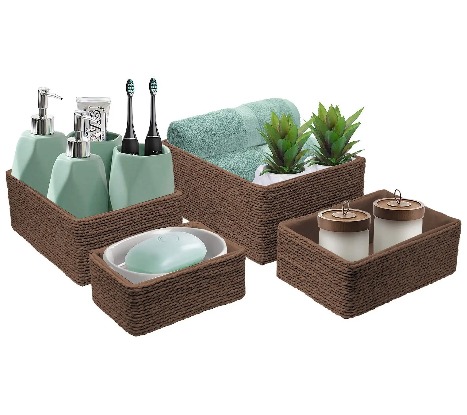 Sorbus Stackable Woven Baskets - Set of 4 Sorbus Stackable Woven Baskets - Set of 4