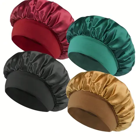 【Black Friday】Women's Elegant Plain Color Elastic Satin Silky Hair Bonnet, Heatless Soft Comfy Sleeping Bonnet for Preserving Hairstyle, Lightweight Chic Hair Care Wrap Cap, Ideal Gift, Summer Daily Use Accessory