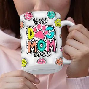 Best Dog Mom Ever Mug, Dog Mom Coffee Mug, Personalizeg Mom 3D Inflated Mug, Custom Name Kid ,Dog Lover Mug, Dog Mom Gift
