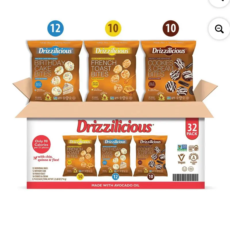 Drizzilicious Mini Rice Cakes Variety Pack, 0.74 oz, 32 Packs