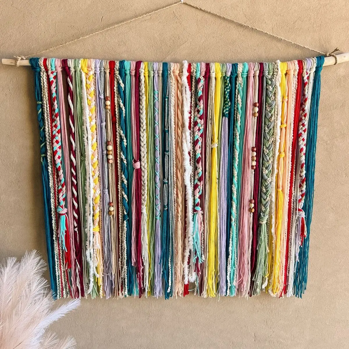 Bohemian wall hanging, colorful wall art, boho wall art, beaded tapestry, boho wall hanging, yarn crafts, driftwood wall art, custom wall art, modern home decor Hangable Decoration Ornaments