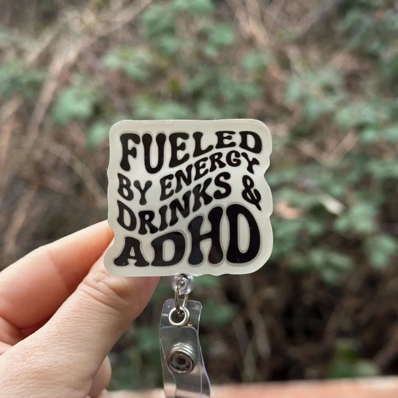 Fueled by Energy Drinks and ADHD  - Nurse badge reel, RN, MD, Paramedic, Phlebotomist, healthcare work accessory