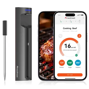 WiFi Wireless Thermometer Digital, Bluetooth Thermometer Wireless, Smart App Monitoring, IP67 Waterproof Probe Thermometer for BBQ, Oven, Grill, Smoker (Pro)