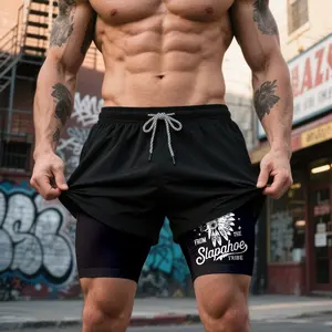 CHIEF KICKABITCH FROM THE SLAPAHOE TRIBE Men's Double Layer Shorts, Cotton Funny Casual Streetwear