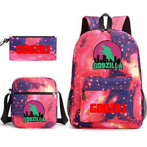 2026 new godzilla Godzilla starry sky school bag three-piece set casual back-to-school season