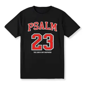 Women's 100% Casual T-Shirt with Psalm 23 Print - Round Neck, Short Sleeve, All-Season Comfort, Perfect for Outdoor Activities & Holiday Gifts, Outdoor Apparel |   Fabric Plus Size