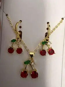 Cherry earrings & necklace set