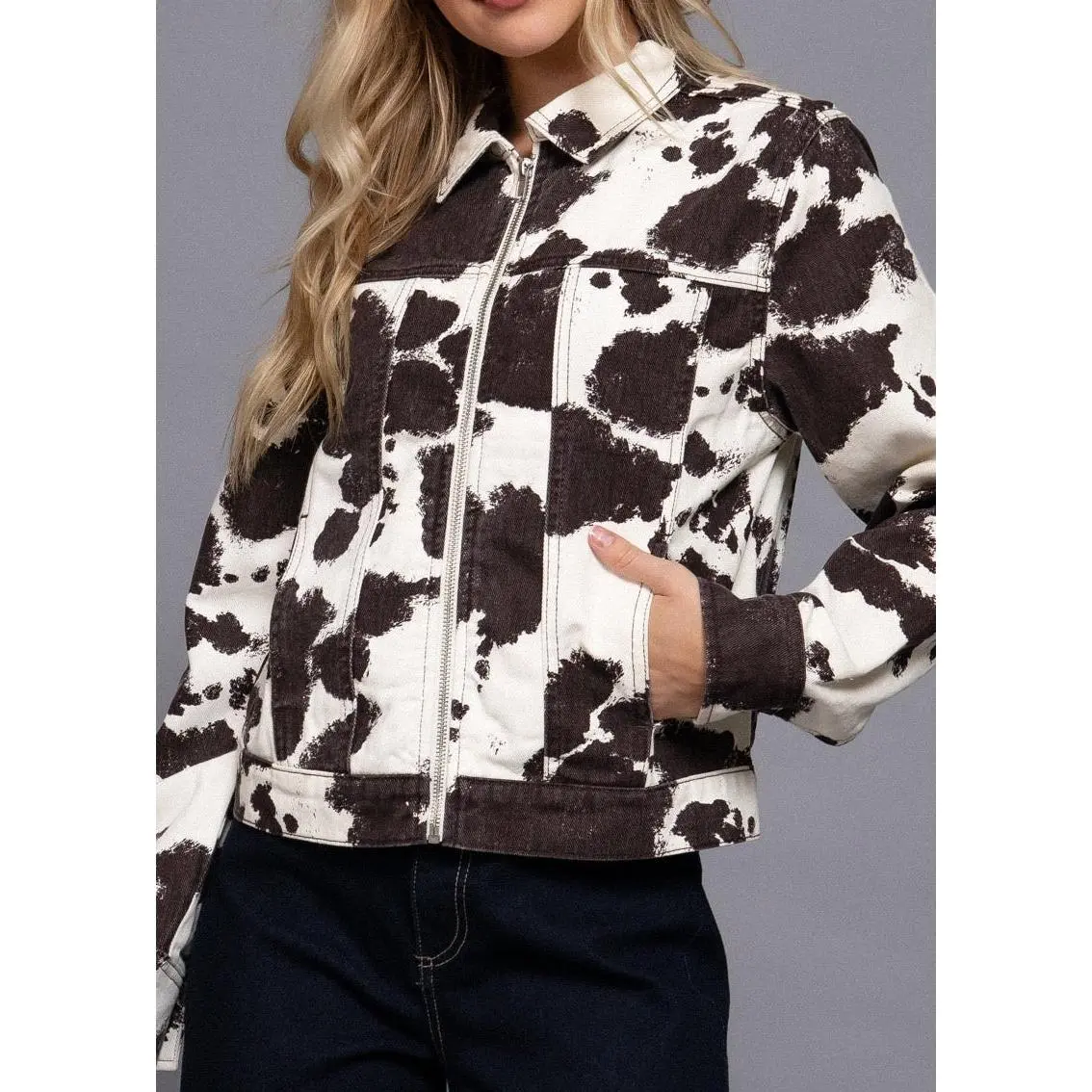 MONTANA IVORY/BROWN DENIM TRUCKER JACKET