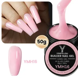 YOKEFELLOW Builder Nail Gel YMH16 50g 1.76oz Pink HEMA-free TPO-free Self Leveling Hard Gel Nail Extension Gel UV LED Lamp Cured for Healthy Nails Easy for Beginners