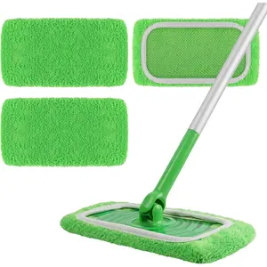 Reusable 100% Coral Fleece Mop Pads For Swiffer Sweeper, 3 Pack Wet and Dry Flat mop Cover, Washable Wet Pads Refill For Surface,Hardwood Floor Cleaning (Mop is Not Included)