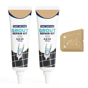 Premixed Tile Grout Repair Kit 2 Pack - Warm Beige  Sanded Grout Filler for Bathroom, Shower, Kitchen Tile Water-Resistant Tubes with Applicator,  Drying, (2 x 250g / 17.6oz)