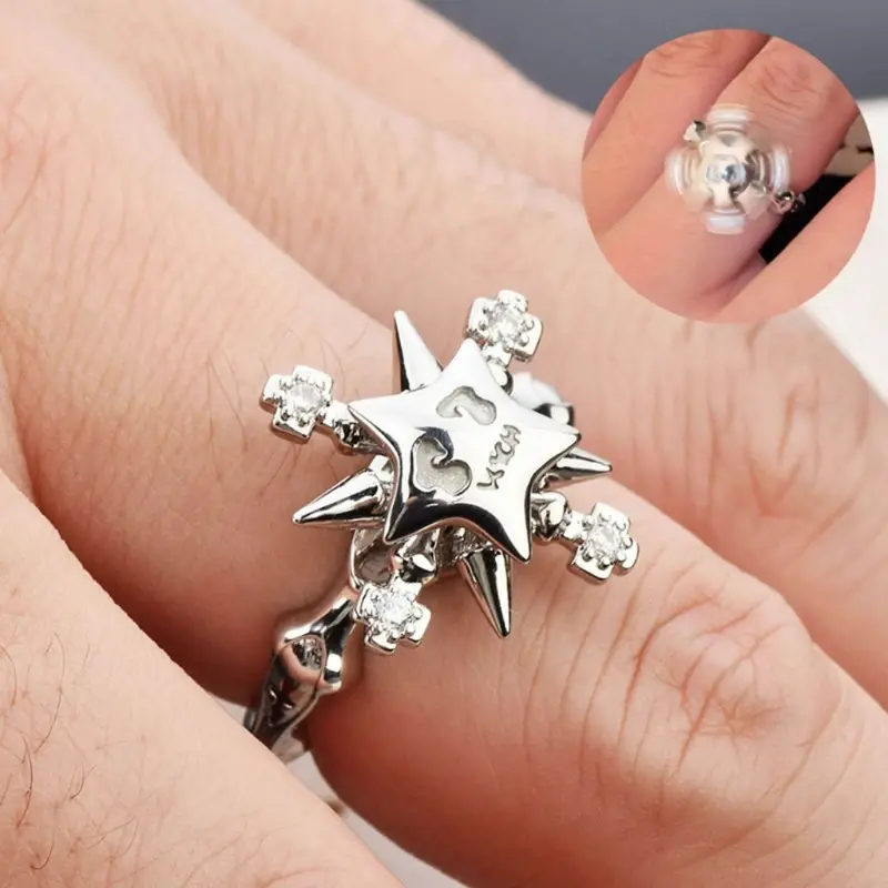 Fashion Star Rotating Ring Female Advanced Rotating Anxiety Decompression Ring Multifunctional Jewelry Gift for Women