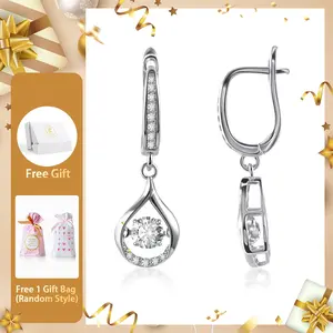 Moissanite 1ct Glow of Firefly Teardrop Dangle Earrings Valentine's Day Wedding Engagement Anniversary Romantic Elegant Gift Daily Wear