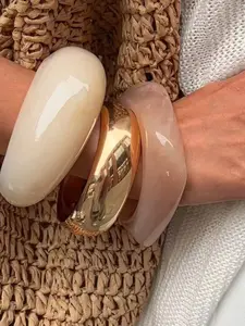 Fashion Gradient Resin Bracelet Set for Women, Unique Acrylic Bangles, Perfect for Holidays and Daily Wear, Stylish Accessories