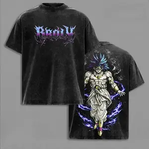 Legendary Super Saiyan Broly DBZ Graphic Tee | Vintage Washed Heavyweight Cotton T-Shirt | Double-Sided Anime Streetwear | Oversized Unisex Fan Gift