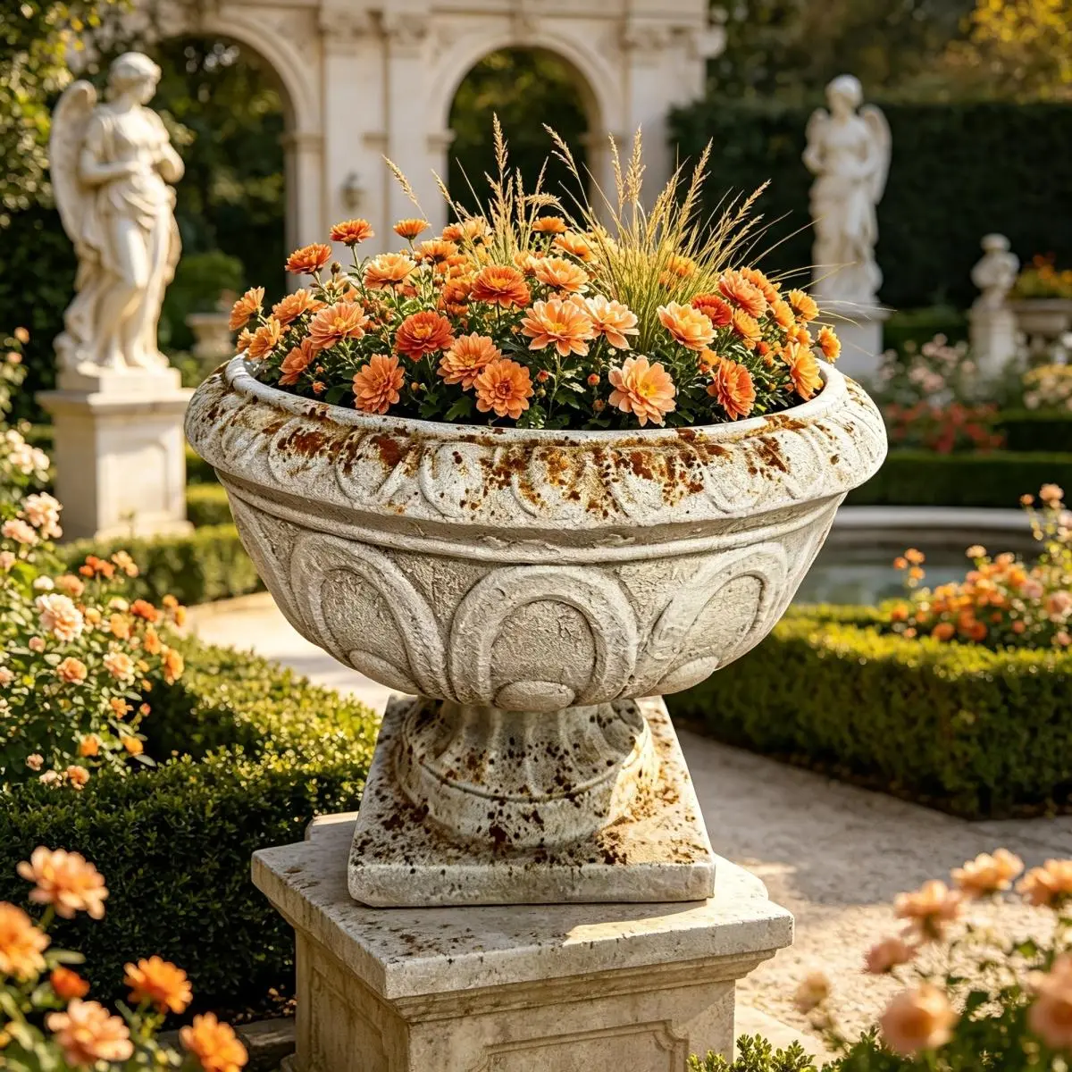 Garden Planter, Garden decoration and planting,Color Make Rust, Side 17.71"L X 17.71"W X 14.5'' H   WL