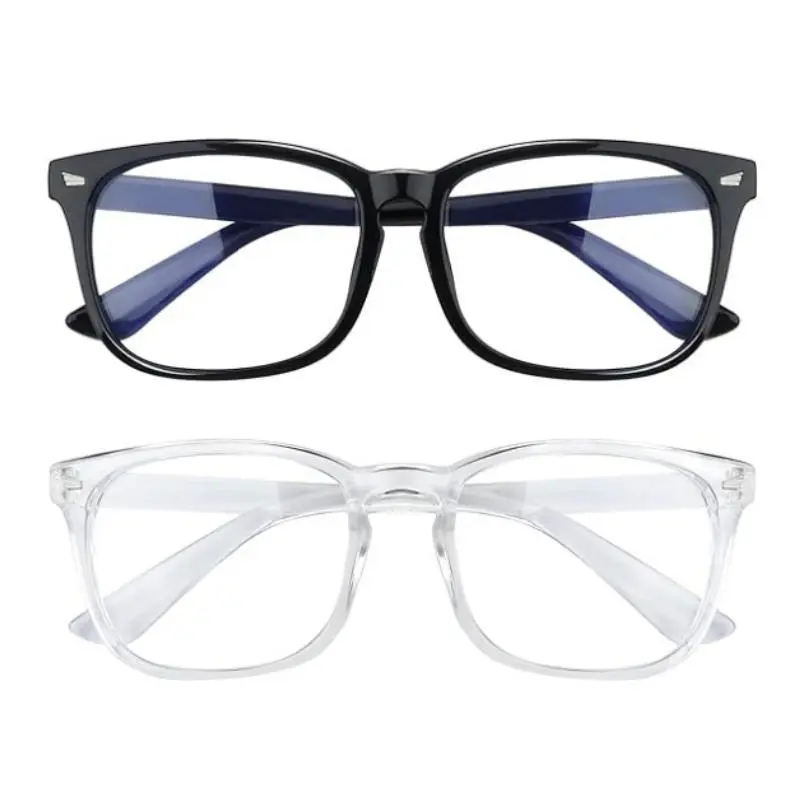 Blue Light Blocking Glasses (2 Styles) - Unisex Lightweight Full Rim PC Frames, Rectangular, No Pressure for Office & Study Screen Use, Blue Light Glasses square frame metal fashion