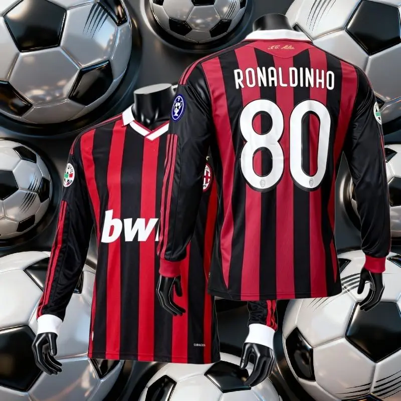0910  Home Ronaldinho #80 Soccer Long Sleeve Jersey