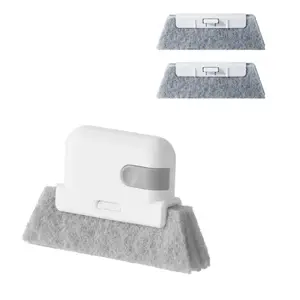 Portable Handheld Window Gap Cleaning Brush Set, Including 1 Count Cleaning Brush & 2 Counts Replacement Heads, Multifunctional Door Gap Cleaning Tools, Window Cleaning Kit