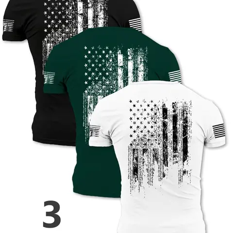 Men's Flag Print Short Sleeve Tee, Gym T Shirts, Gym Tees, Casual Sports Tops, Casual Workout Tops, Regular Fit Casual Fashion Round Neck T-shirt for Summer, Men's Top for Daily Wear