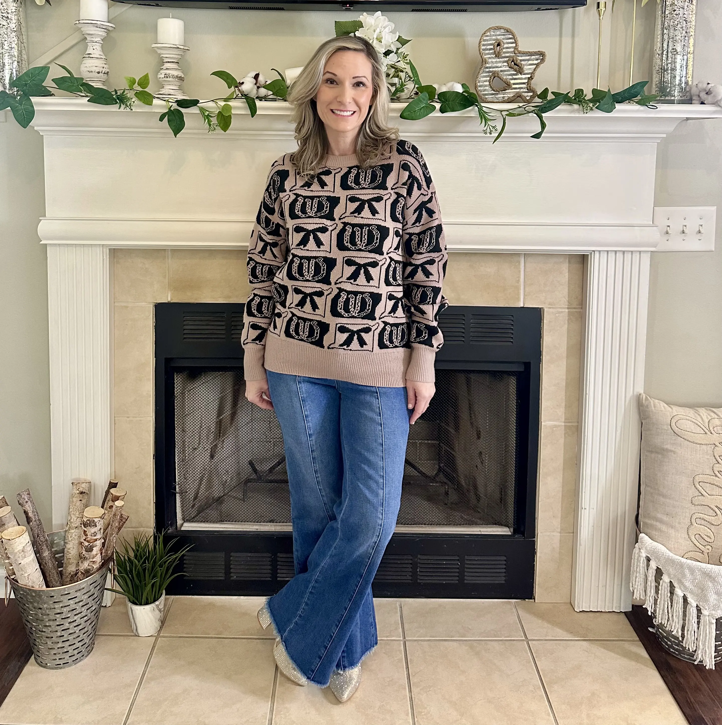 Raina Western Print Sweater