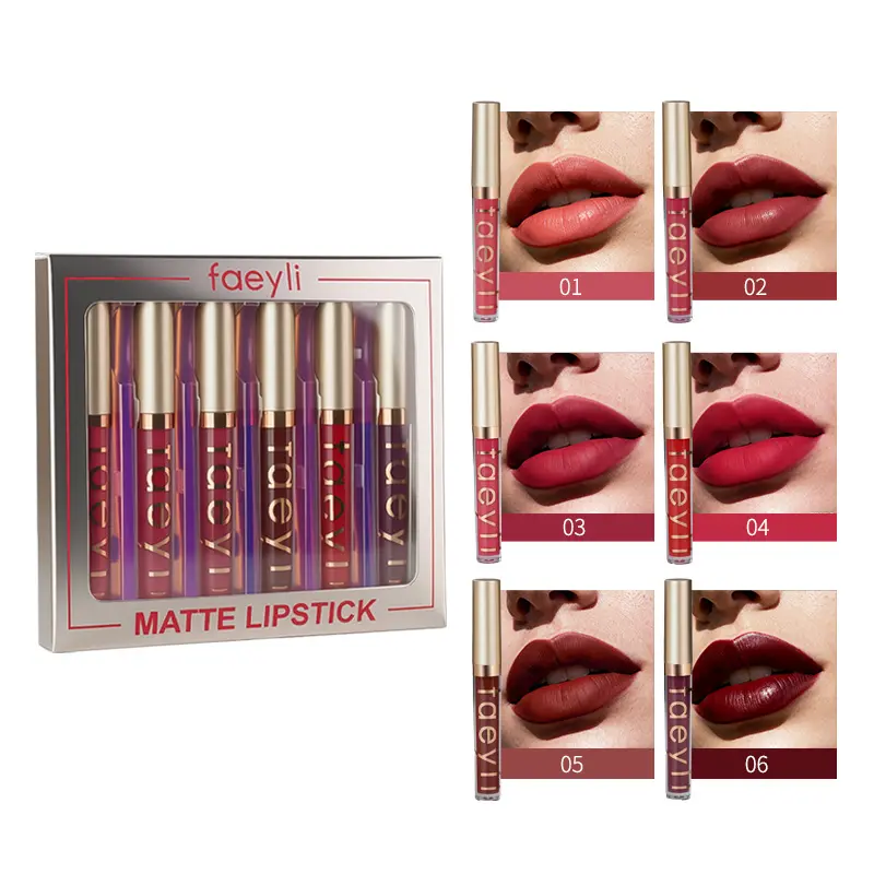 6pcs Multi-Pack Liquid Lipstick Set, Long-Lasting, Waterproof & Transfer-Proof Lip Makeup with Matte & Shimmer Finishes, Gift for Adults, Flawless, Cosmetic