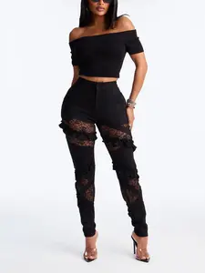 Dreamcatcher Lace Skinny Jeans - Black
