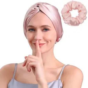WIGI 100% Mulberry Silk Bonnet & Scrunchie Set for Women – Double-Layered Silk Sleep Cap, Shower Cap, and Hair Wrap for Hair Care – Breathable, Comfortable, and Gentle on Hair