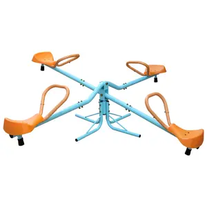 360° Rotating 4-Seat Kids Seesaw | Sturdy Outdoor Playground Equipment for Backyard & Kindergarten Fun Ages 3+ Blue & Teal, Outdoor Kids Stuff, Kids Outdoor Play