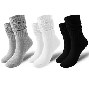 6 Pairs Socks Winter Long Boot Chunky Scrunch Socks, Knit Crew Socks