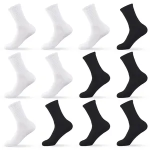12 Pairs Unisex Cushion Crew Socks with Arch Support and Mesh Cotton Blend Athletic Sports Workout Running Cushioned Socks Comfort Cozy Sweat-absorbing Anti-Slip Comfy Value Pack