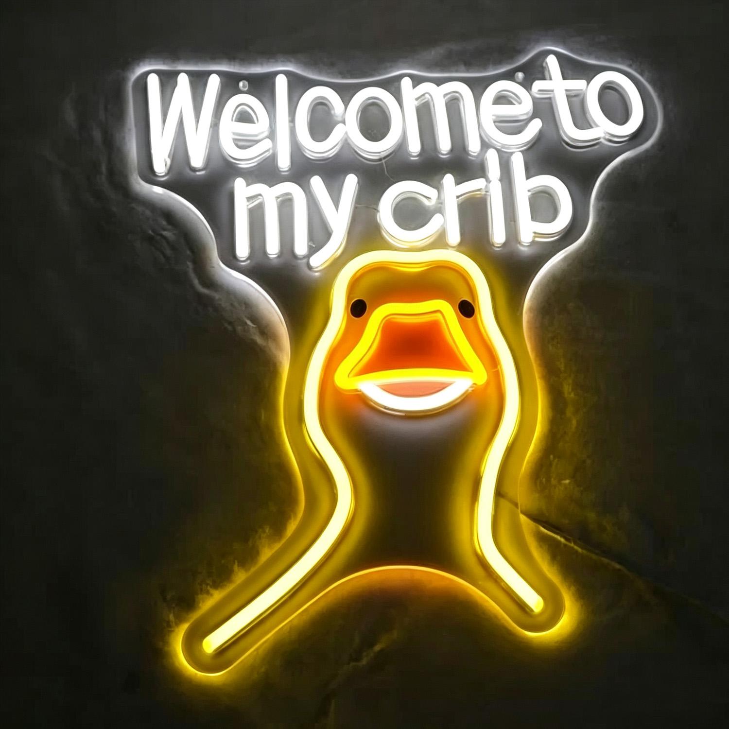 Welcome to My Crib Neon Sign, Baby Shower LED Sign, USB Powered Brightness Adjustable Control for Bedroom Wedding Birthday Party Room Decoration Gift (12.6 * 14.6 inches)