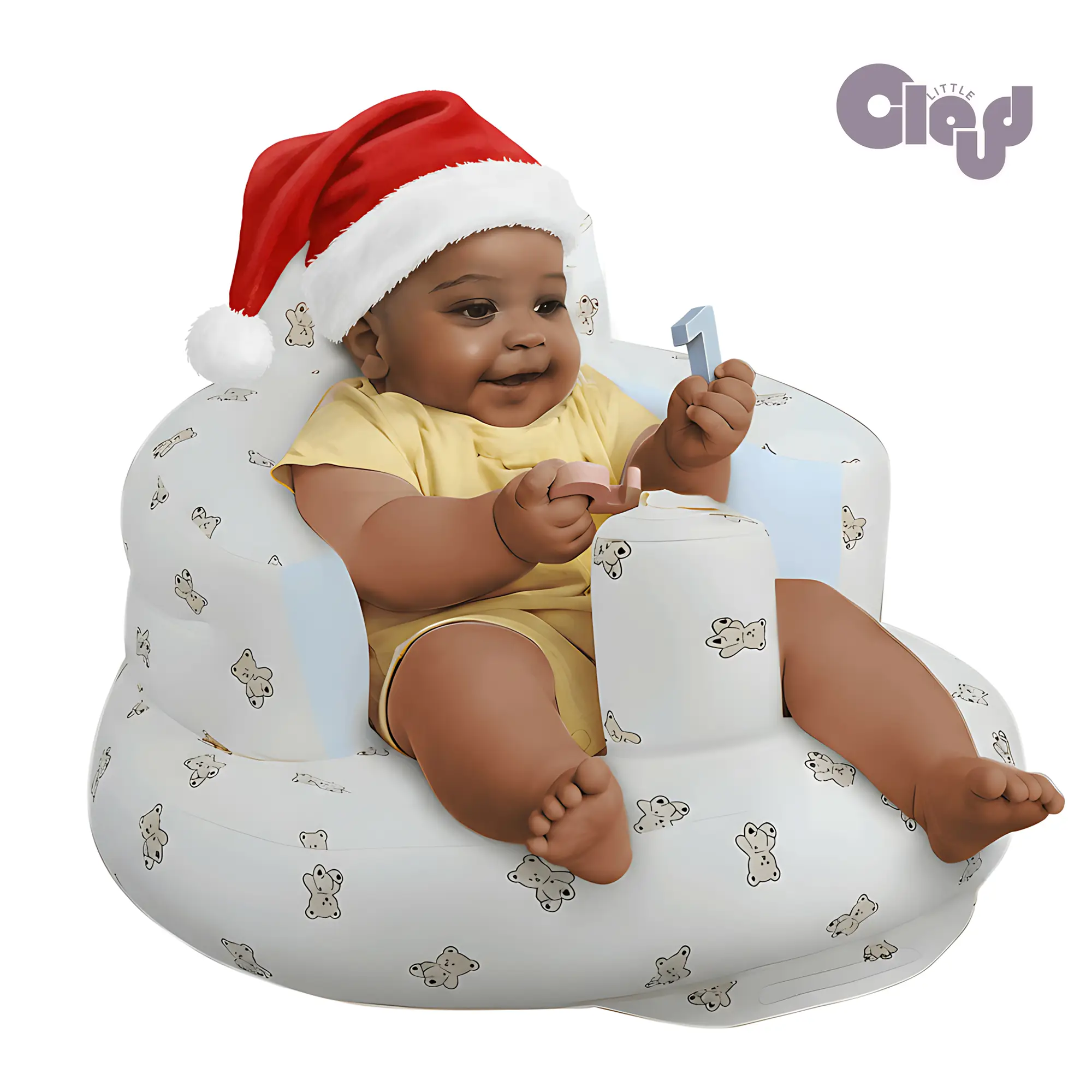 Inflatable Baby Seat 3+ Months, Built-in Air Pump Baby Seat for Kids, Toddler, Blow-up Baby Chair with Back Support, Breathable Cover, Newborn Baby Es