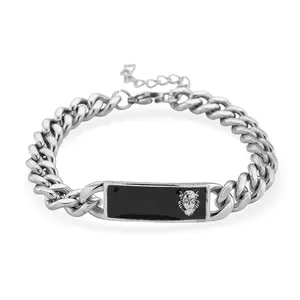 Cubic Zirconia Lion Head Bracelet in Stainless Steel 7.50-9.0In